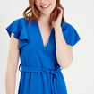 Robe longue portefeuille bleu electrique femme