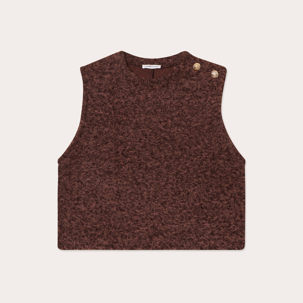 Pull sans manches marron foncé femme