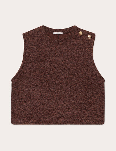 Pull sans manches marron foncé femme