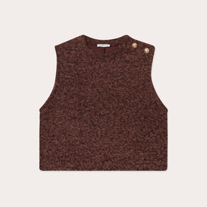 pull sans manches marron fonce femme Pull sans manches marron foncé femme
