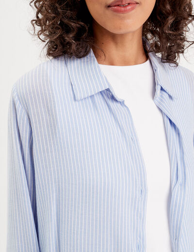 Chemise manches longues bleu femme