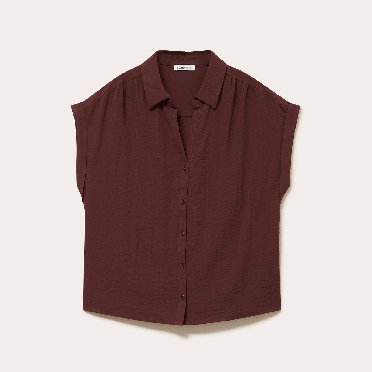 Blouse manches courtes marron femme