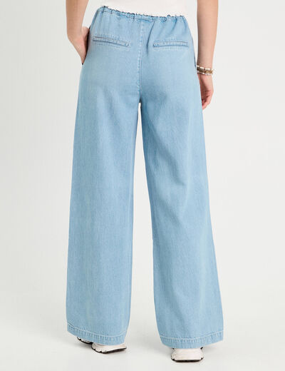 Pantalon large en jean denim bleach femme