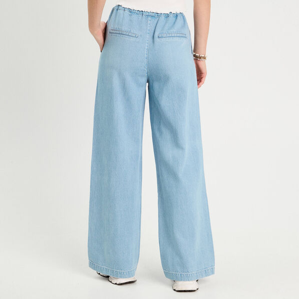 pantalon large en jean denim bleach femme Pantalon large en jean denim bleach femme