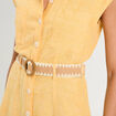Robe chemise midi contenant du lin jaune femme
