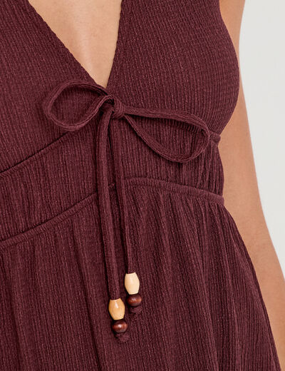 Robe midi évasée sans manches prune femme