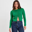 Gilet ajust&eacute; en coton manches longues vert pastel femme
