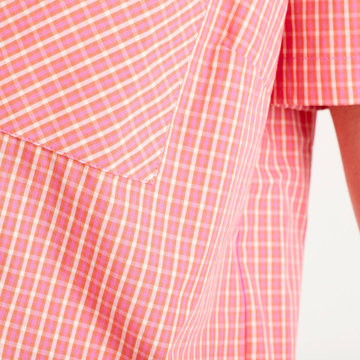 Chemise manches courtes rose corail femme
