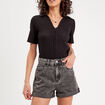 Short mom taille haute en jean denim noir femme