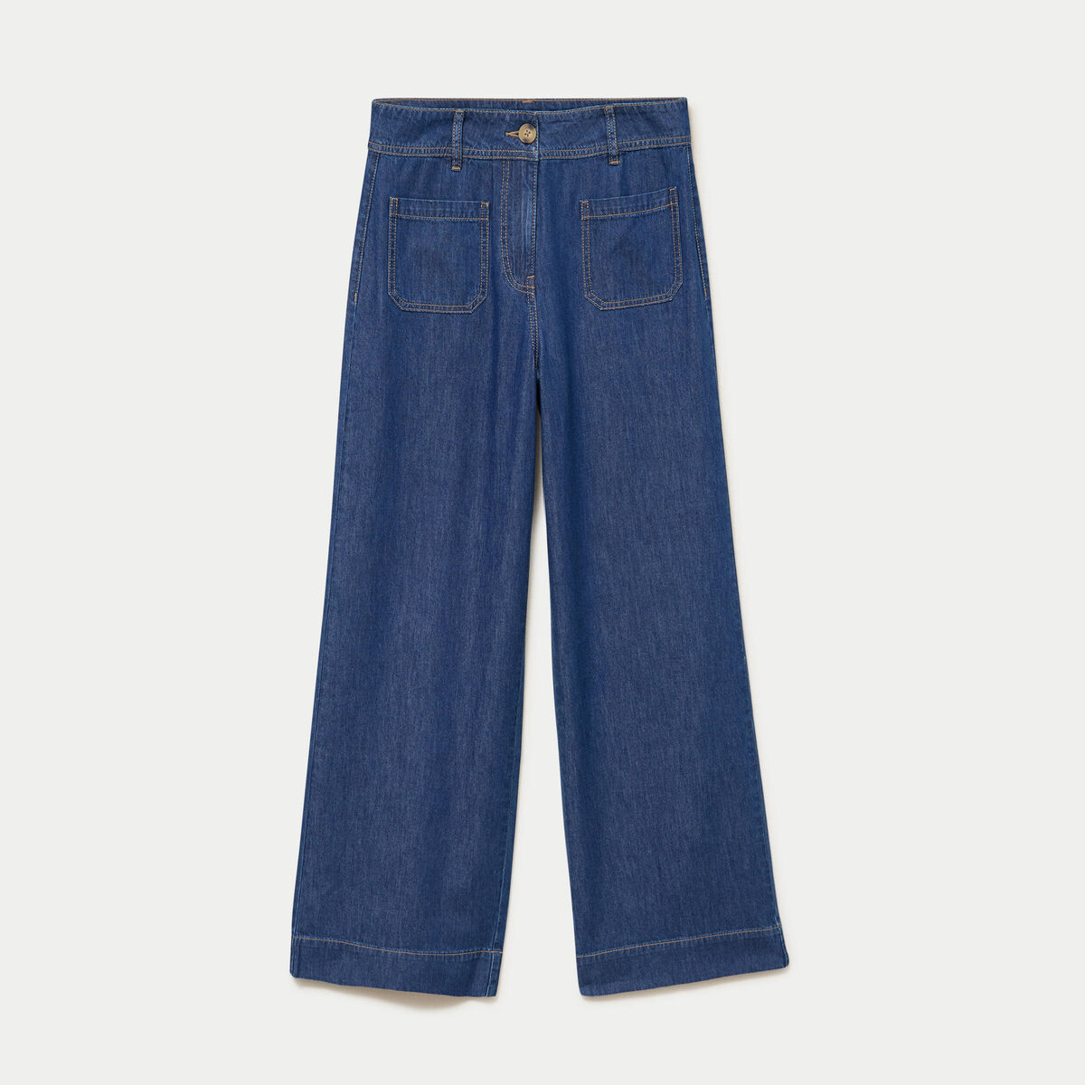 Jean wide leg taille standard denim stone femme