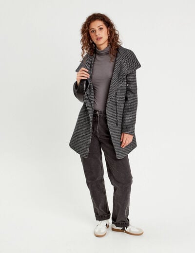 T-shirt uni à manches longues gris foncé femme