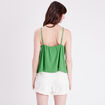Débardeur col macramé vert femme