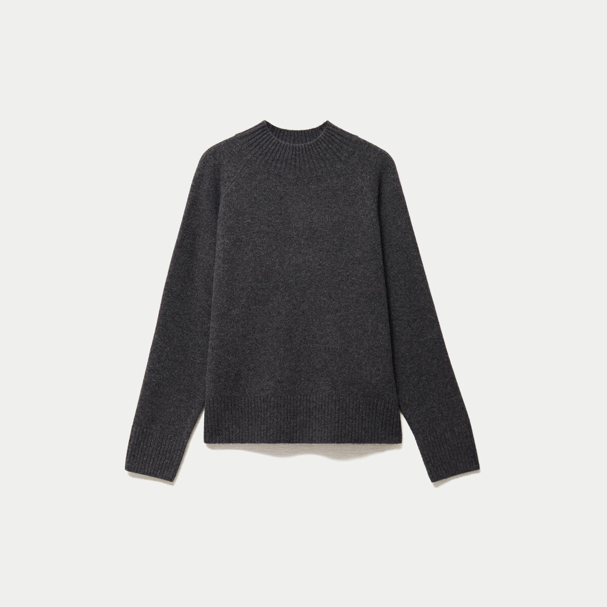 Pull col montant manches longues gris fonc&eacute; femme