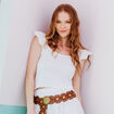 T-shirt smocké avec broderie blanc femme