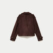 Trench droit manches longues aspect daim marron chocolat femme
