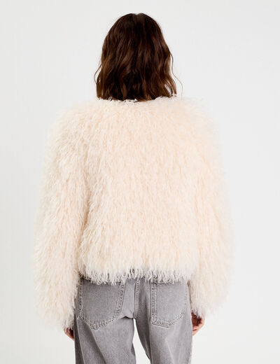 Veste fausse fourrure ecru femme