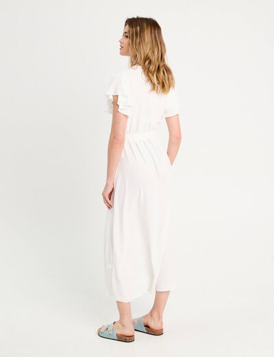 Robe longue évasée cache-coeur ecru femme