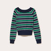 Gilet col bateau bleu marine femme