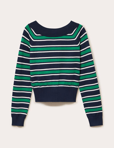 Gilet col bateau bleu marine femme