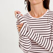 T-shirt ajust&eacute; col rond manches longues rose femme