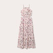 Robe longue évasée ouvertures rose femme