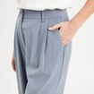Pantalon large fluide pinces bleu gris femme