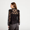 Blouse col rond manches longues dentelle noir femme