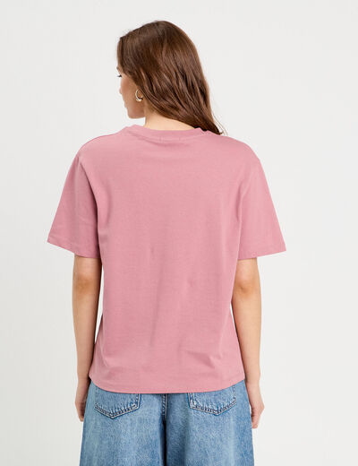 T-shirt oversize col rond vieux rose femme