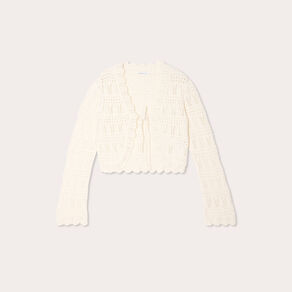 gilet ajoure noue ecru femme Gilet ajouré noué ecru femme