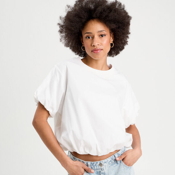 t shirt effet boule blanc femme T-shirt effet boule blanc femme