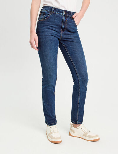 Jeans droit taille haute denim brut femme
