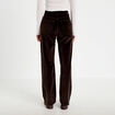 Pantalon bootcut taille haute velours marron fonc&eacute; femme