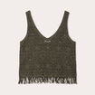 Débardeur macramé franges vert foncé femme