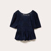 Blouse manches courtes bleu foncé femme