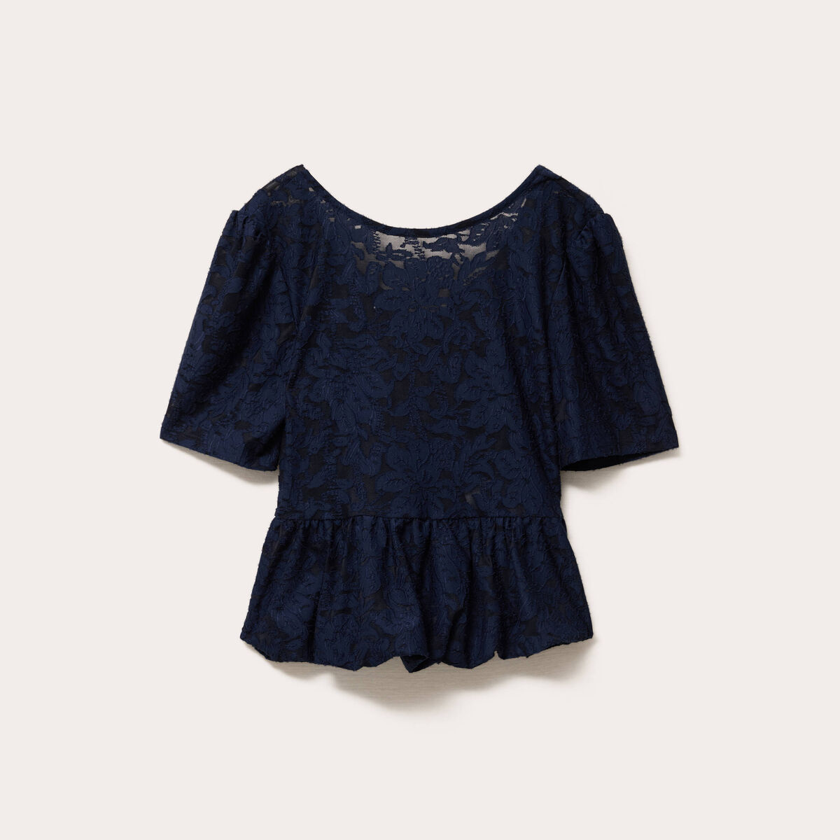 Blouse manches courtes bleu foncé femme