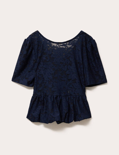 Blouse manches courtes bleu foncé femme
