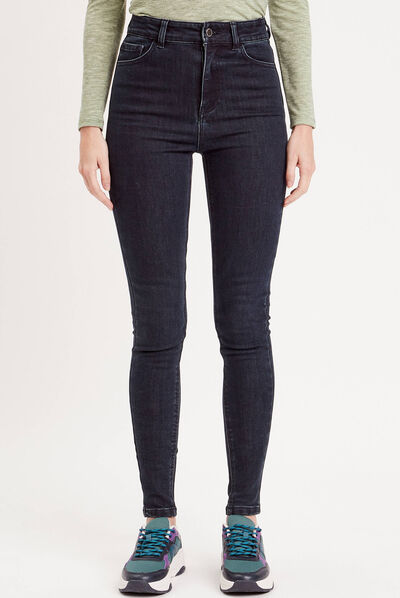 Jeans skinny intérieur gratté chaud denim brut femme