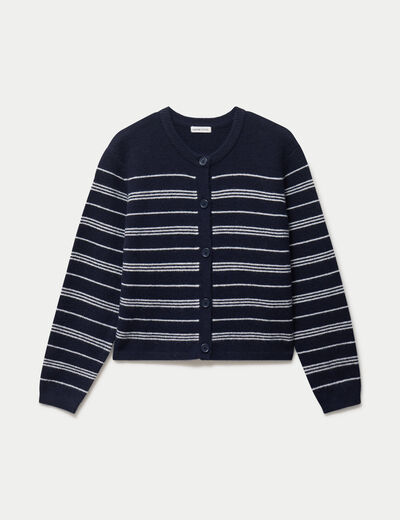 Gilet manches longues bleu marine femme