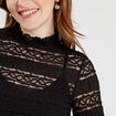 Blouse dentelle col montant noir femme