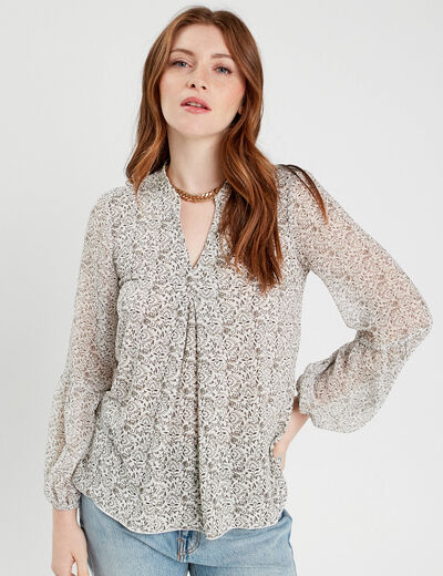 Blouse manches longues vert kaki femme