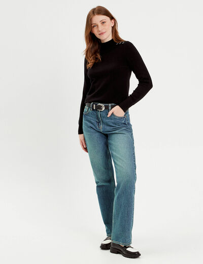 Pull manches longues noir femme
