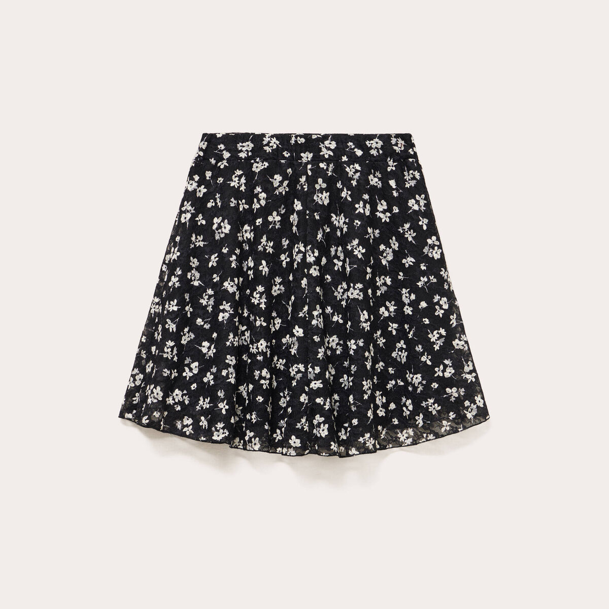 Jupe courte &eacute;vas&eacute;e en voile doubl&eacute;e noir femme