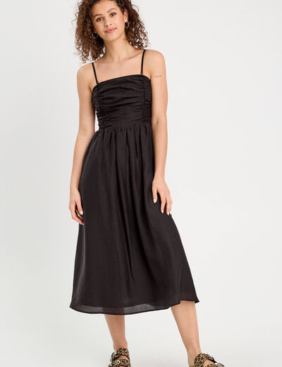 Robe longue patineuse bustier noir femme