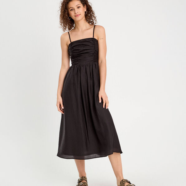 Robe longue patineuse bustier noir femme