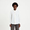 Chemise droite pliss&eacute;e manches longues ecru femme