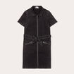 Robe droite en jean zippée denim noir femme