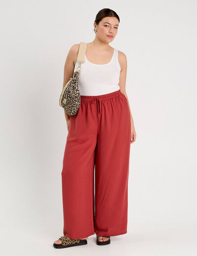 Pantalon large fluide vieux rose femme