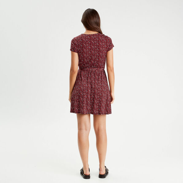 Robe patineuse ceinturée noir femme