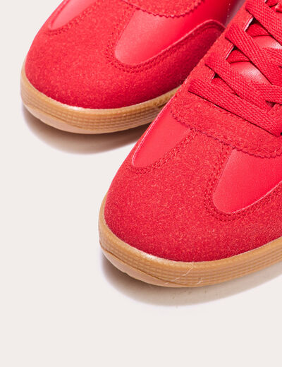 Baskets basses à lacets rouge femme