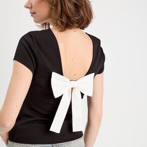 T-shirt manches courtes noir femme
